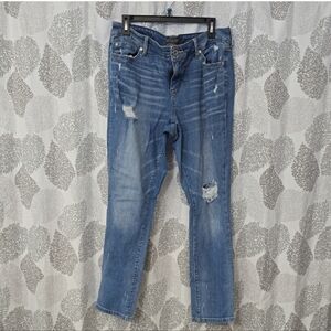 Torrid Blue Distressed Straight Leg Jeans